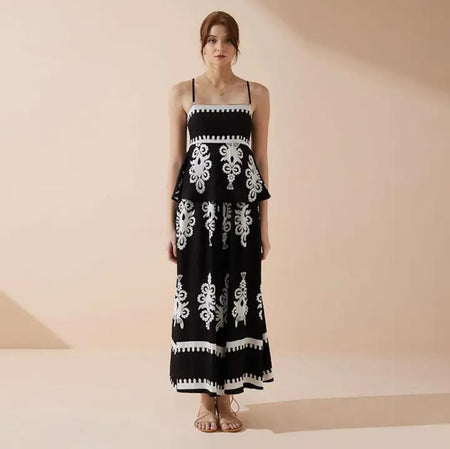 Perri Summer Holiday Coord Set In Black - front shot on model - Miss Mosa By Akanksha