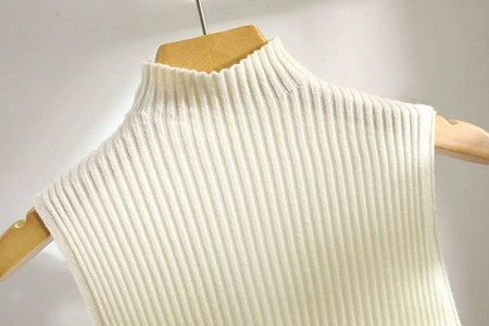 Phoebe Statement Summer Tank Top - close-up of ribbed knit texture, cream - Miss Mosa By Akanksha