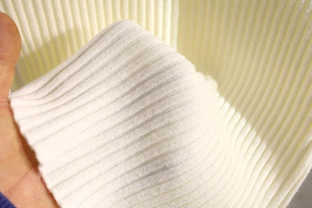Phoebe Statement Summer Tank Top - close-up of ribbed knit fabric, cream - Miss Mosa By Akanksha