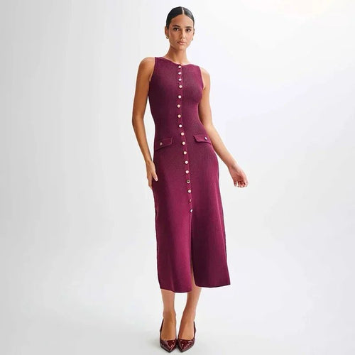 Picante Luxe Soft Knit Dress In Purple