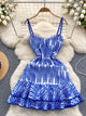 Pisa Luxe Summer Dress - front shot on hanger, blue - Miss Mosa By Akanksha