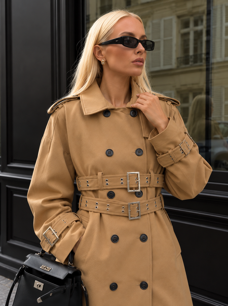 Gracie Belted Long Trench Coat