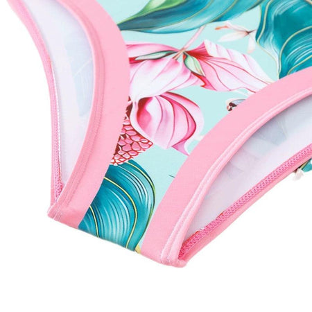 Plush Pink Swimsuit with Sarong - close-up of brief, multicolour - Miss Mosa By Akanksha