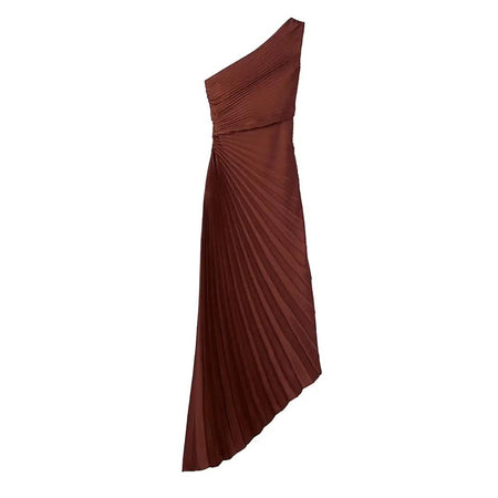 Polina Statement Summer Dress - flat-lay product shot, brown - Miss Mosa By Akanksha