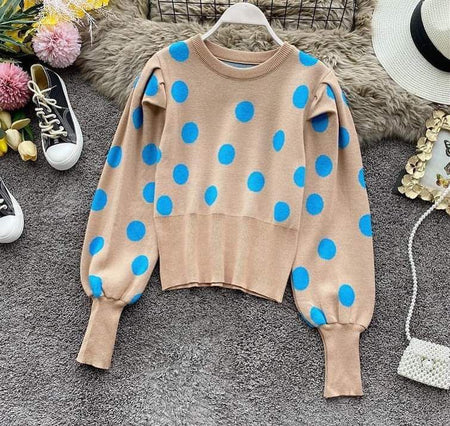 Polka Fanatic Sweaters - styled flat-lay shot, beige - Miss Mosa By Akanksha