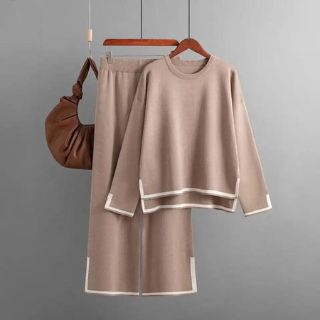 Poppy Luxury Trackset - styled flat-lay shot, beige - Miss Mosa By Akanksha
