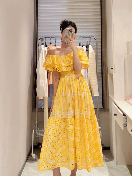 Positano Luxe Summer Dress - front shot on model, yellow - Miss Mosa By Akanksha