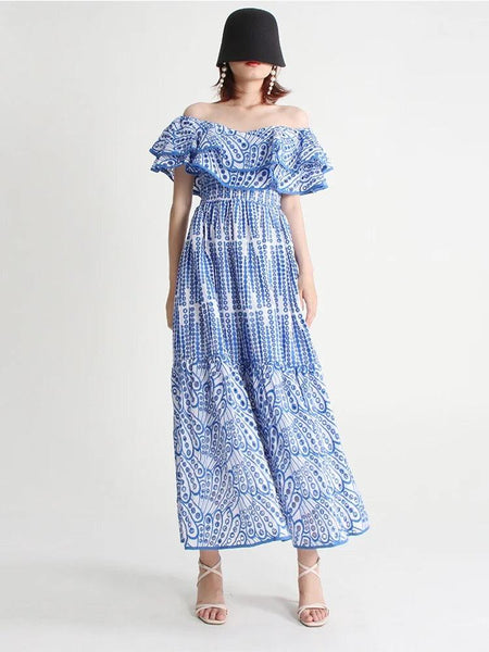 Positano Luxe Summer Dress - front shot on model, blue - Miss Mosa By Akanksha