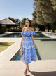 Positano Luxe Summer Dress - full-length shot on model, blue - Miss Mosa By Akanksha