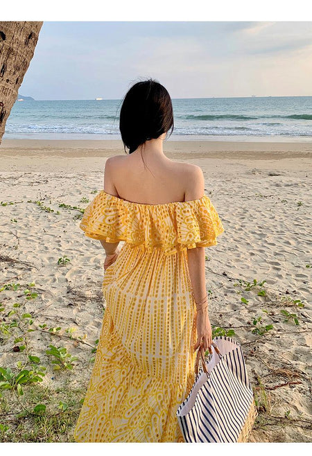 Positano Luxe Summer Dress - back shot on model, yellow - Miss Mosa By Akanksha