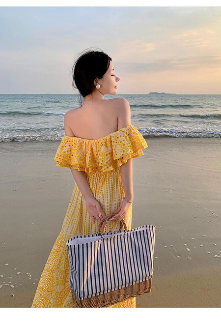 Positano Luxe Summer Dress - back shot on model, yellow - Miss Mosa By Akanksha