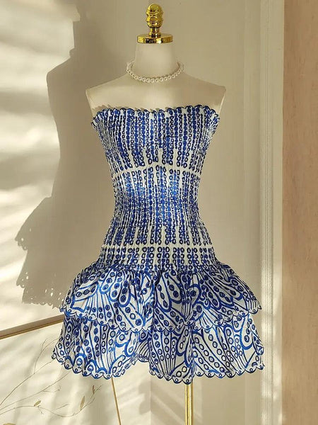 Praiano Luxe Summer Dress in Blue - front shot on mannequin, blue - Miss Mosa By Akanksha