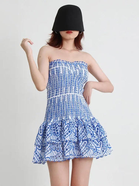 Praiano Luxe Summer Dress in Blue - front shot on model, blue - Miss Mosa By Akanksha
