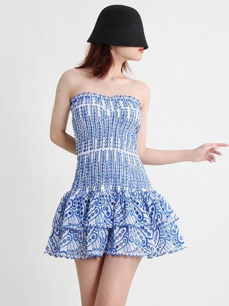 Praiano Luxe Summer Dress in Blue - front shot on model, blue - Miss Mosa By Akanksha