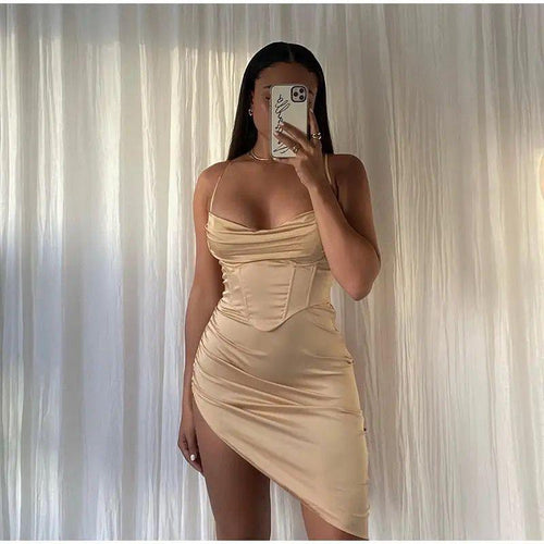 Praya Corset Dress In Beige