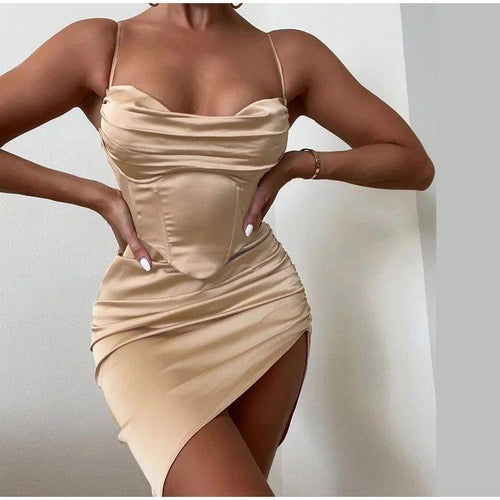 Praya Corset Dress In Beige