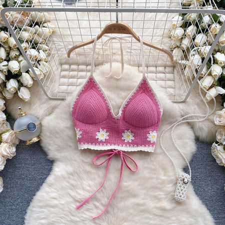 Prerto Summer Tops with Inbuilt Bra - front shot on hanger, pink - Miss Mosa By Akanksha