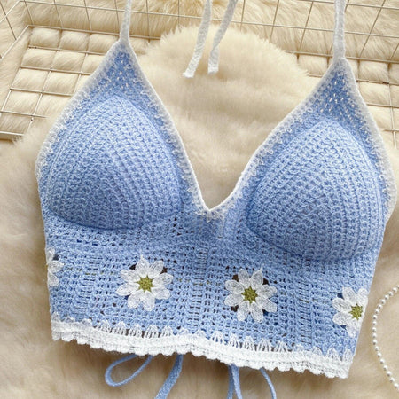 Prerto Summer Tops with Inbuilt Bra - front shot on hanger, blue - Miss Mosa By Akanksha