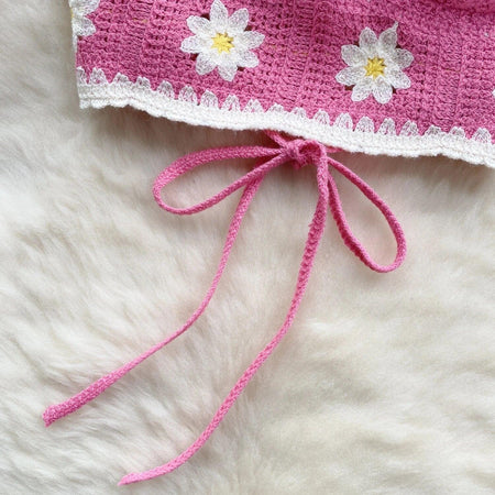 Prerto Summer Tops with Inbuilt Bra - close-up of tie, pink - Miss Mosa By Akanksha