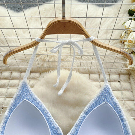 Prerto Summer Tops with Inbuilt Bra - close-up of strap, blue - Miss Mosa By Akanksha