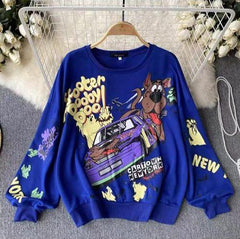 Quirky Cute Sweatshirt - Luxury Collection - front shot on hanger, blue - Miss Mosa By Akanksha