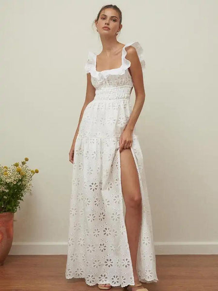 Raaya Summer Holiday Dress - full-length front shot on model, white - Miss Mosa By Akanksha
