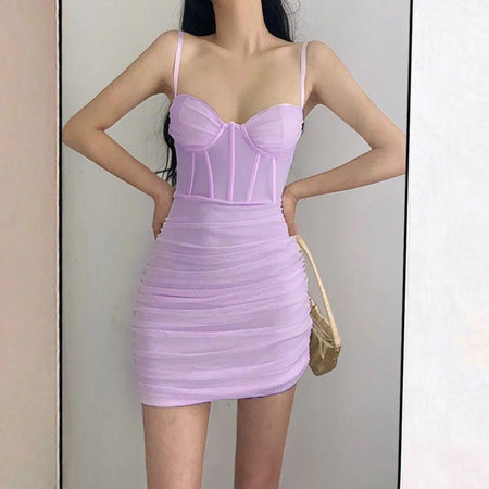 Radinka Bodycon Corset Dress In Lilac - front shot on model, lilac - Miss Mosa By Akanksha