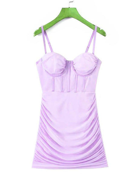 Radinka Bodycon Corset Dress In Lilac - front shot on hanger, lilac - Miss Mosa By Akanksha