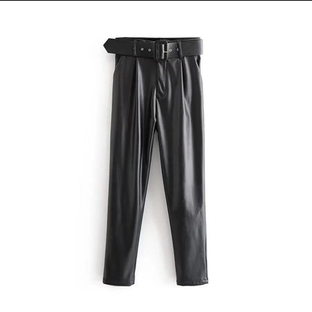 Raey Leather Pants - flat-lay product shot, black - Miss Mosa By Akanksha