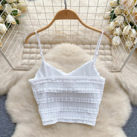 Raina 2 Piece Summer Coord Set - Resortwear - flat-lay shot of camisole top, white - Miss Mosa By Akanksha
