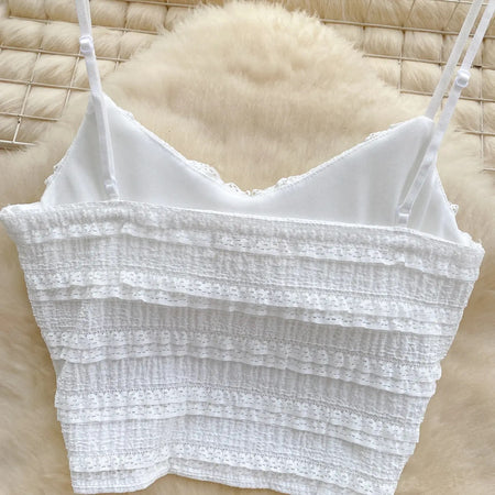 Raina 2 Piece Summer Coord Set - Resortwear - flat-lay shot of camisole top, white - Miss Mosa By Akanksha