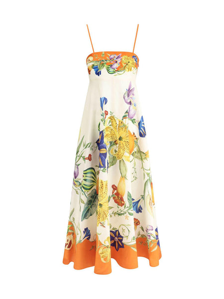 Raisha Printed Summer Dress In Multicolour - front flat-lay product shot - Miss Mosa By Akanksha