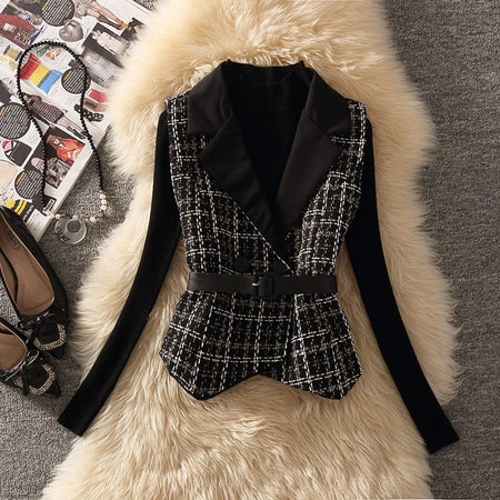 Rasa Luxe Woolen 3 Pc Set in Black - flat-lay shot of waistcoat - Miss Mosa By Akanksha