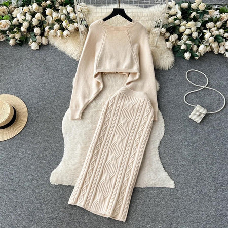 Rason Knitted Premium Woolen Coord Set - styled flat-lay shot, cream - Miss Mosa By Akanksha