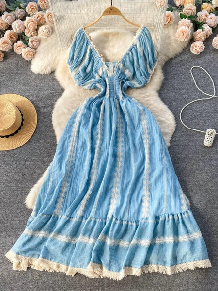 Raven Summer Maxi Dress in blue - front shot on hanger, blue - Miss Mosa By Akanksha