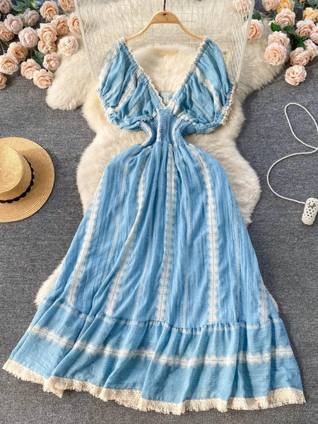 Raven Summer Maxi Dress in blue - front shot on hanger, blue - Miss Mosa By Akanksha