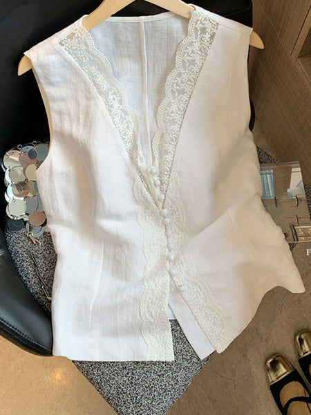 Rayna Solid Vest Summer Top In White - flat-lay product shot - Miss Mosa By Akanksha