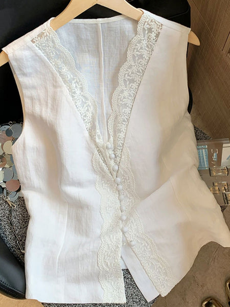 Rayna Solid Vest Summer Top In White - flat-lay product shot - Miss Mosa By Akanksha