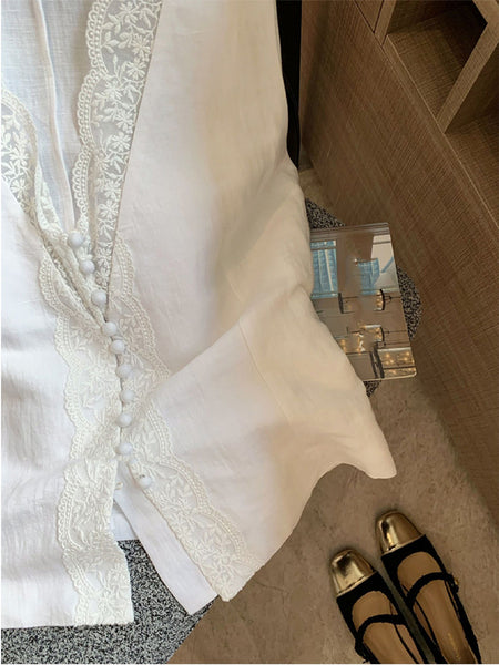 Rayna Solid Vest Summer Top In White - close-up of hem detail - Miss Mosa By Akanksha