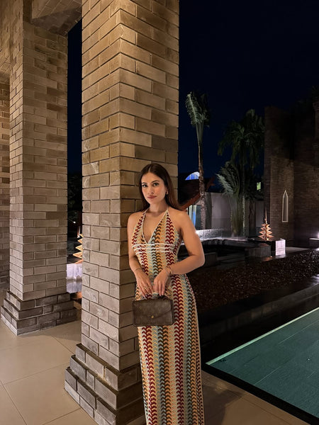 Reba Soft Crochet Dress In Multicolour - front shot on model - Miss Mosa By Akanksha
