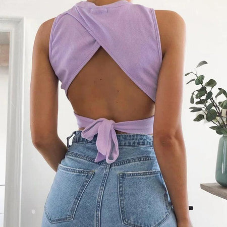 Rebbie Summer Tops - back shot on model, lilac - Miss Mosa By Akanksha