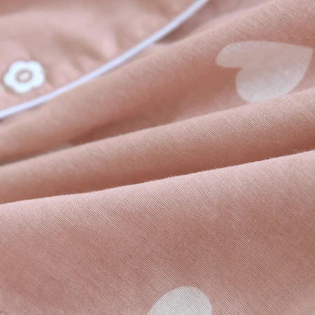 Rebecca Cute Cotton Nightsuits - close-up of fabric print, pink - Miss Mosa By Akanksha