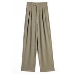 Redra Buttoned High Waist Pants - flat-lay product shot, khaki - Miss Mosa By Akanksha