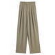 Redra Buttoned High Waist Pants - flat-lay product shot, khaki - Miss Mosa By Akanksha