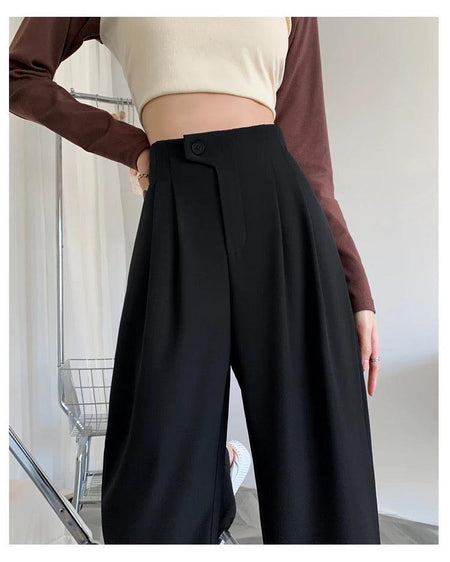 Redra Buttoned High Waist Pants - front shot on model, black - Miss Mosa By Akanksha