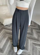 Redra Buttoned High Waist Pants - front shot on model, grey - Miss Mosa By Akanksha