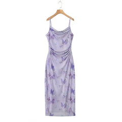 Regal Statement Dress in Lavender - full-length flat lay on hanger - Miss Mosa By Akanksha