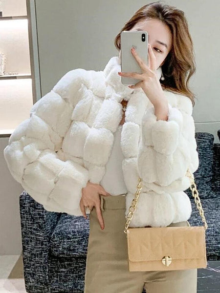 Relena Faux Fur Jackets - front shot on model, white - Miss Mosa By Akanksha