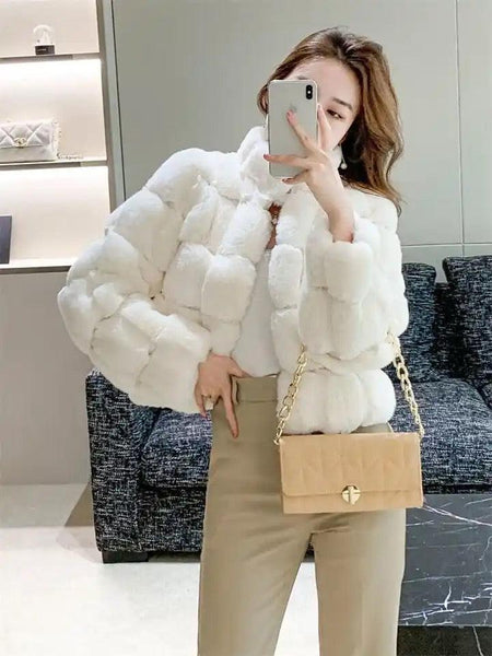 Relena Faux Fur Jackets - front shot on model, white - Miss Mosa By Akanksha