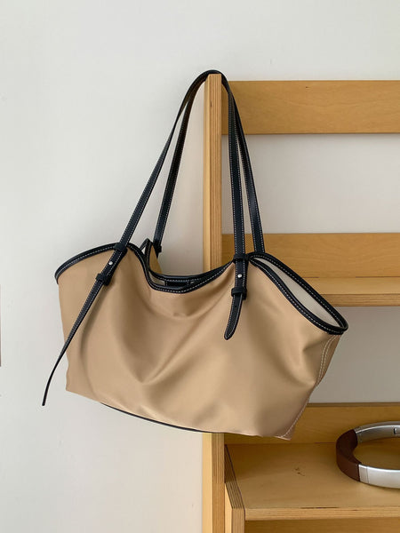 Remi Tote Bag - hanging styled product shot, tan - Miss Mosa By Akanksha